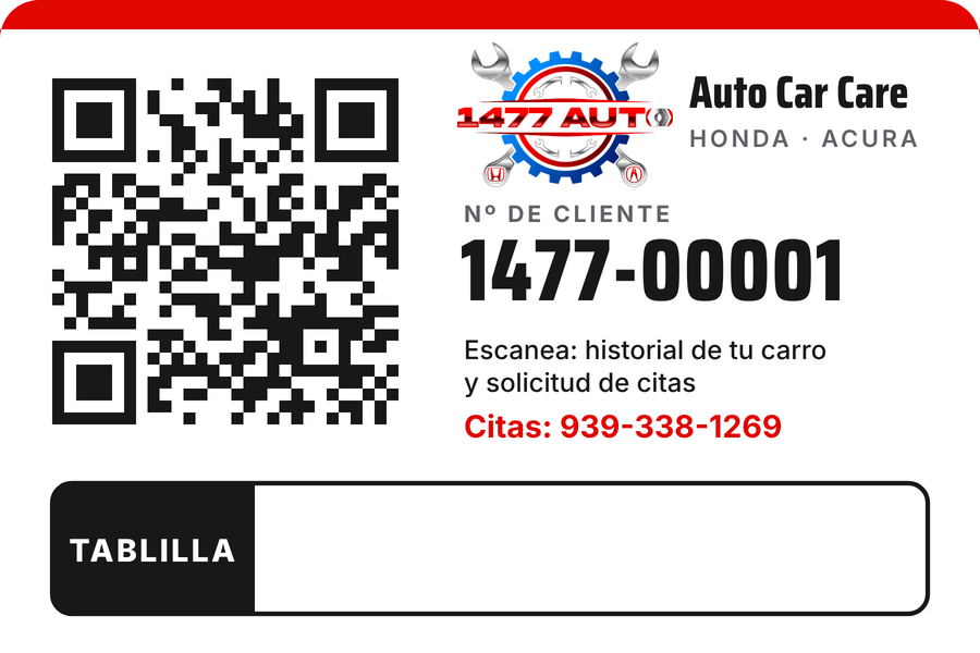 Ejemplo del sticker 1477 con código QR y número de cliente